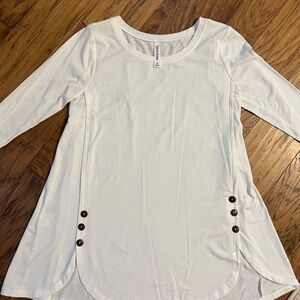 Zenana Outfitters White Tunic with Button Accents